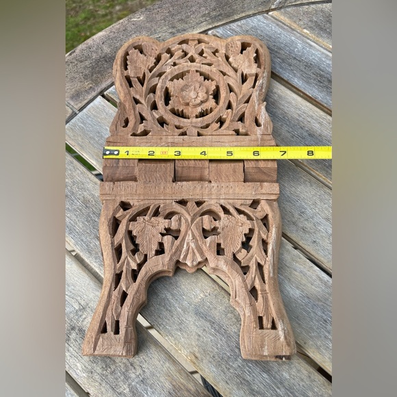 Vintage Hand Carved Wood Folding Cookbook Holder Bible Book Display Stand - Picture 6 of 8